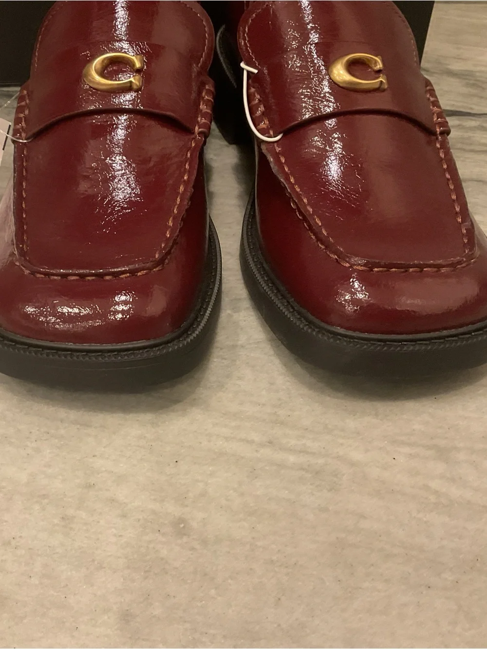 Coach Burgundy Patent Leather Loafers - Picture 2 of 10